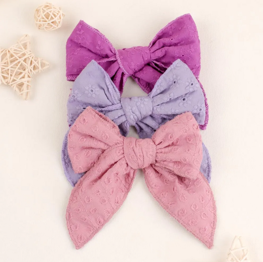 3pc  Cotton Hand Tied Bow Hair Clip