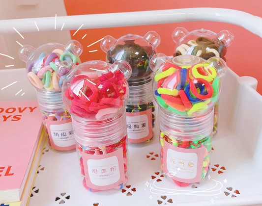 Mix Hair Tie set about 60 pcs in Bear Jar